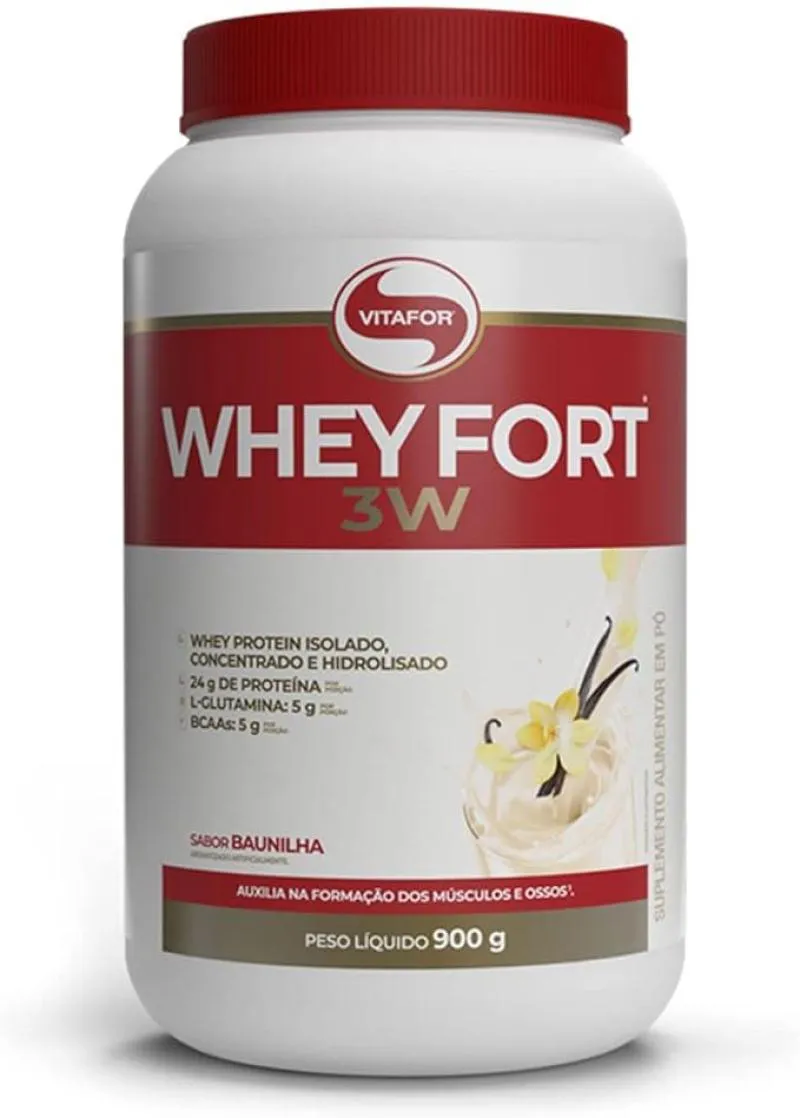 WHEY FORT 3W SABOR BAUNILHA 900G VITAFOR
