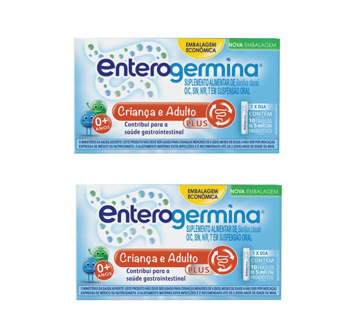 KIT 2 ENTEROGERMINA PLUS PROBIóTICO C/10 FRASCOS DE 5ML