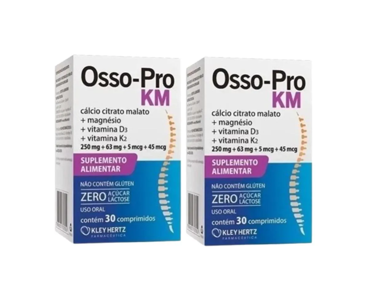 KIT 2 OSSO PRO KM 30 COMPRIMIDOS - CáLCIO MAGNéSIO D3 E K2