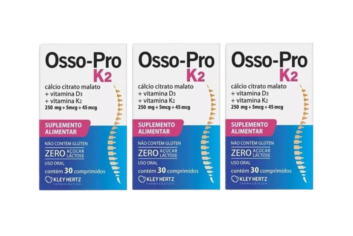 OSSO PRO K2 - CITRATO MALATO VITAMINA D3 K2 ( KIT 3X30=90CP)