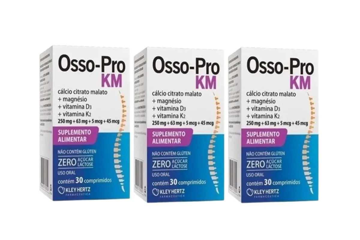 OSSO PRO KM - CáLCIO MAGNéSIO D3 E K2 ( KIT 3X30=90CPR)