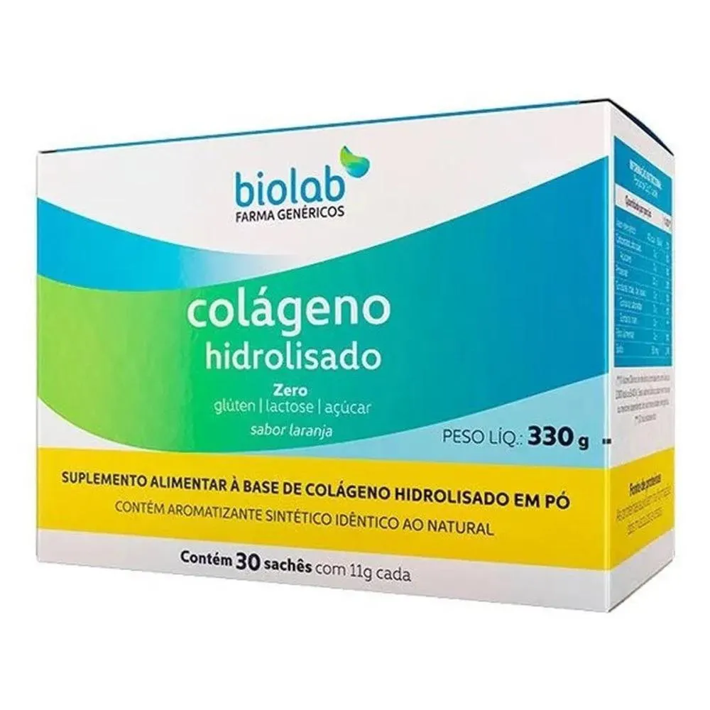 SUPLEMENTO COLáGENO HIDROLISADO LARANJA 30 SACHêS - BIOLAB