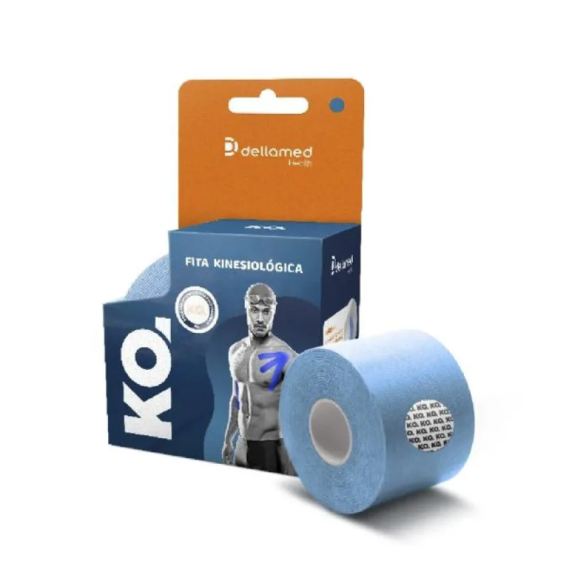 BANDAGEM ELáSTICA ADESIVA KINESIOLóGICA KO OCEAN BLUE - DELLAMED - AZUL 5M X 5CM