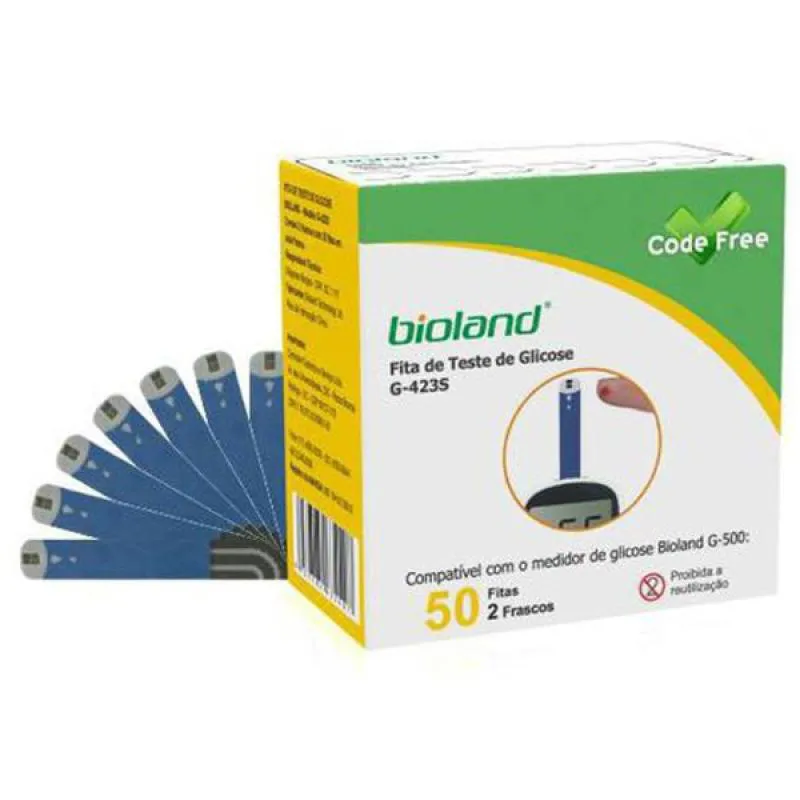 FITA PARA GLICOSíMETRO G423S (FRASCO C/ 50 FITAS) - BIOLAND