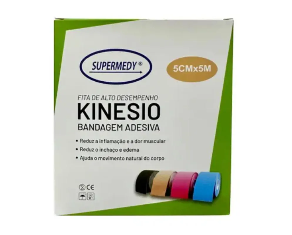 BANDAGEM ELáSTICA FITA KINéSIO SUPERMEDY Preto