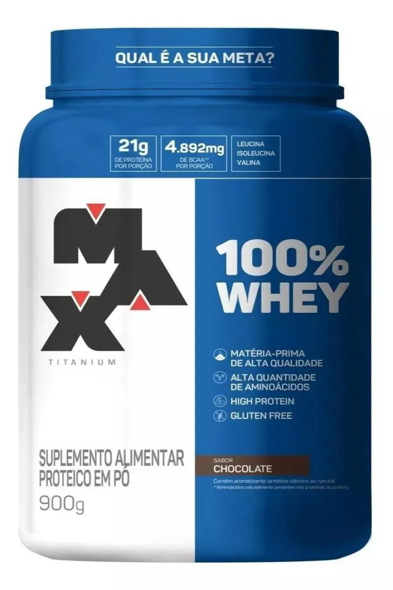 100% WHEY POTE SABOR CHOCOLATE 900G MAX TITANIUM