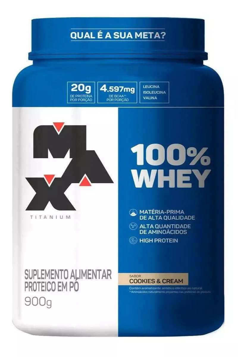 100% WHEY POTE SABOR COOKIES E CREAM 900G MAX TITANIUM
