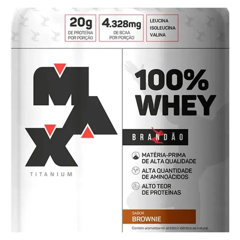 100% WHEY RAFAEL BRANDãO SABOR BROWNIE POTE 900G MAX TITANIUM