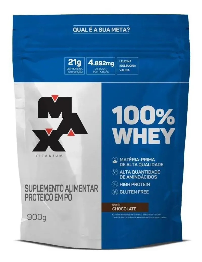 100% WHEY REFIL SABOR CHOCOLATE 900G MAX TITANIUM
