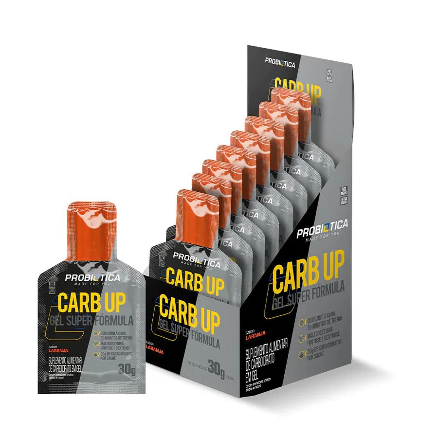 CARB UP GEL SUPER FORMULA 10 SACHêS LARANJA PROBIóTICA