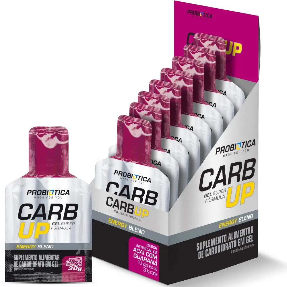 CARB UP GEL SUPER FORMULA 10UN SABOR AçAí COM GUARANá PROBIóTICA