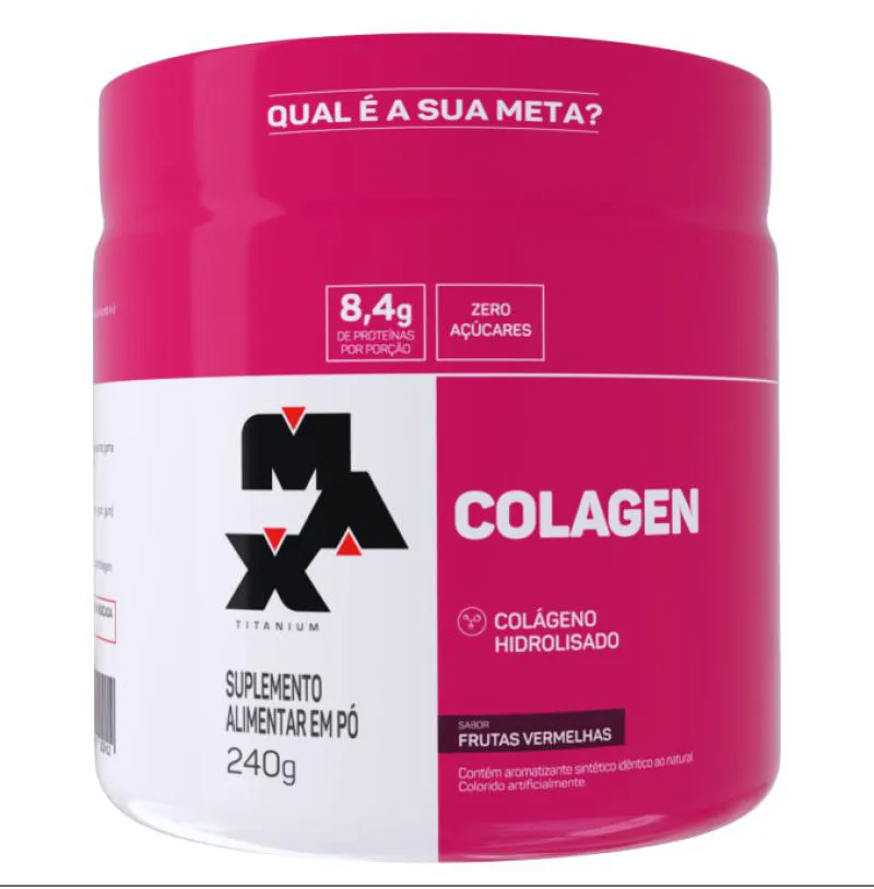 COLáGENO EM Pó POTE FRUTAS VERMELHAS 240G  MAX TITANIUM