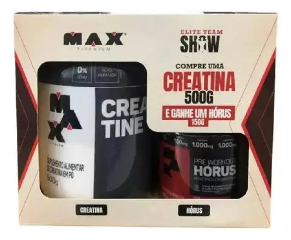 CREATINA 500G +  HORUS 150G PACK ELITE TEAM FRUTAS VERMELHAS MAX TITANIUM