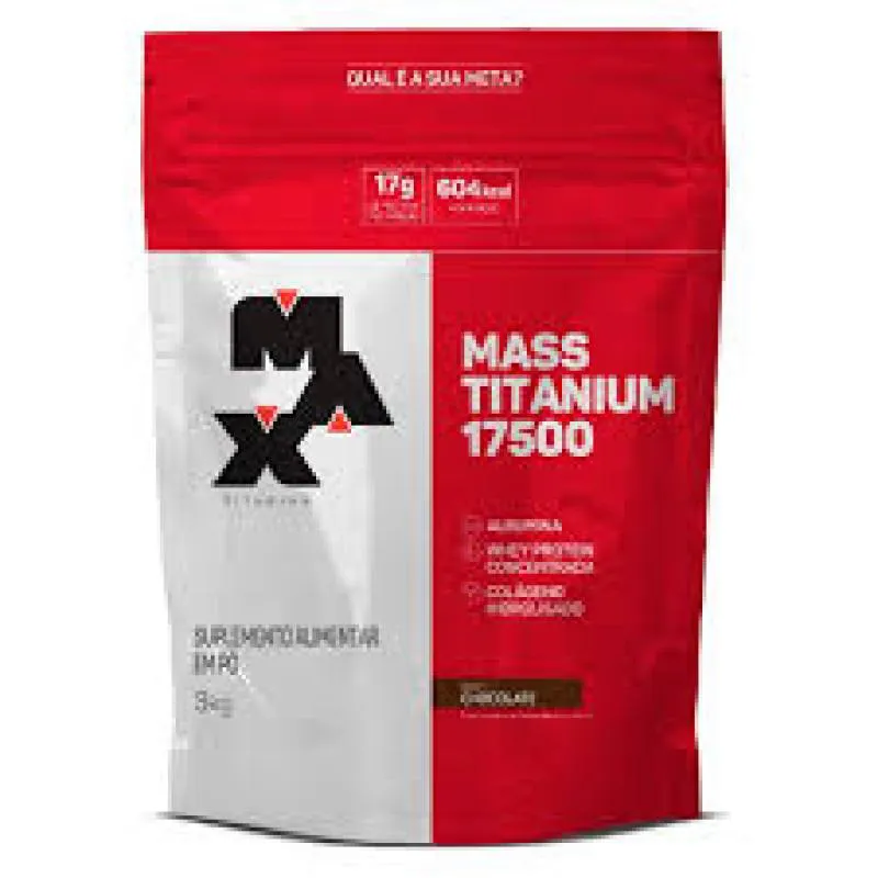 HIPERCALóRICO MASS TITANIUM 17500 SABOR CHOCOLATE REFIL 3KG MAX TITANIUM