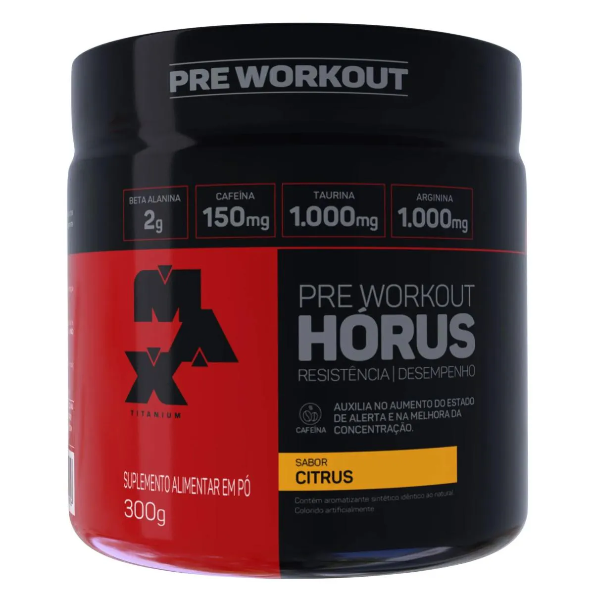 PRé TREINO HORUS SABOR CITRUS POTE 300G MAX TITANIUM