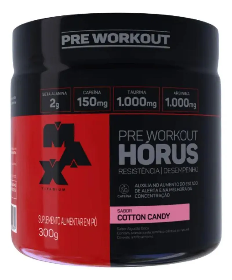 PRé TREINO HORUS SABOR COTTON CANDY POTE 300G MAX TITANIUM