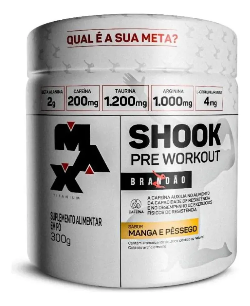 SHOOK PRE WORKOUT RAFAEL BRANDãO POTE 300G MANGA E PêSSEGO MAX TITANIUM