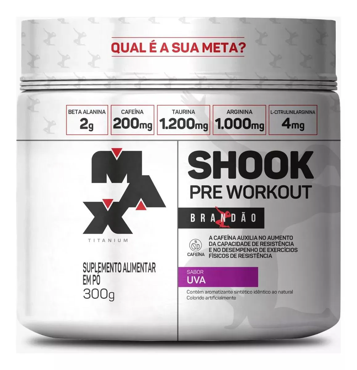SHOOK PRE WORKOUT RAFAEL BRANDãO POTE 300G SABOR UVA MAX TITANIUM