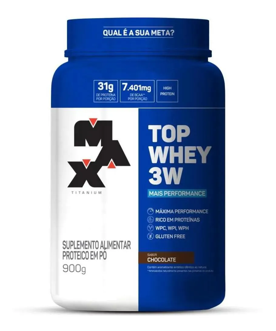 TOP WHEY 3W POTE SABOR CHOCOLATE 900G MAX TITANIUM