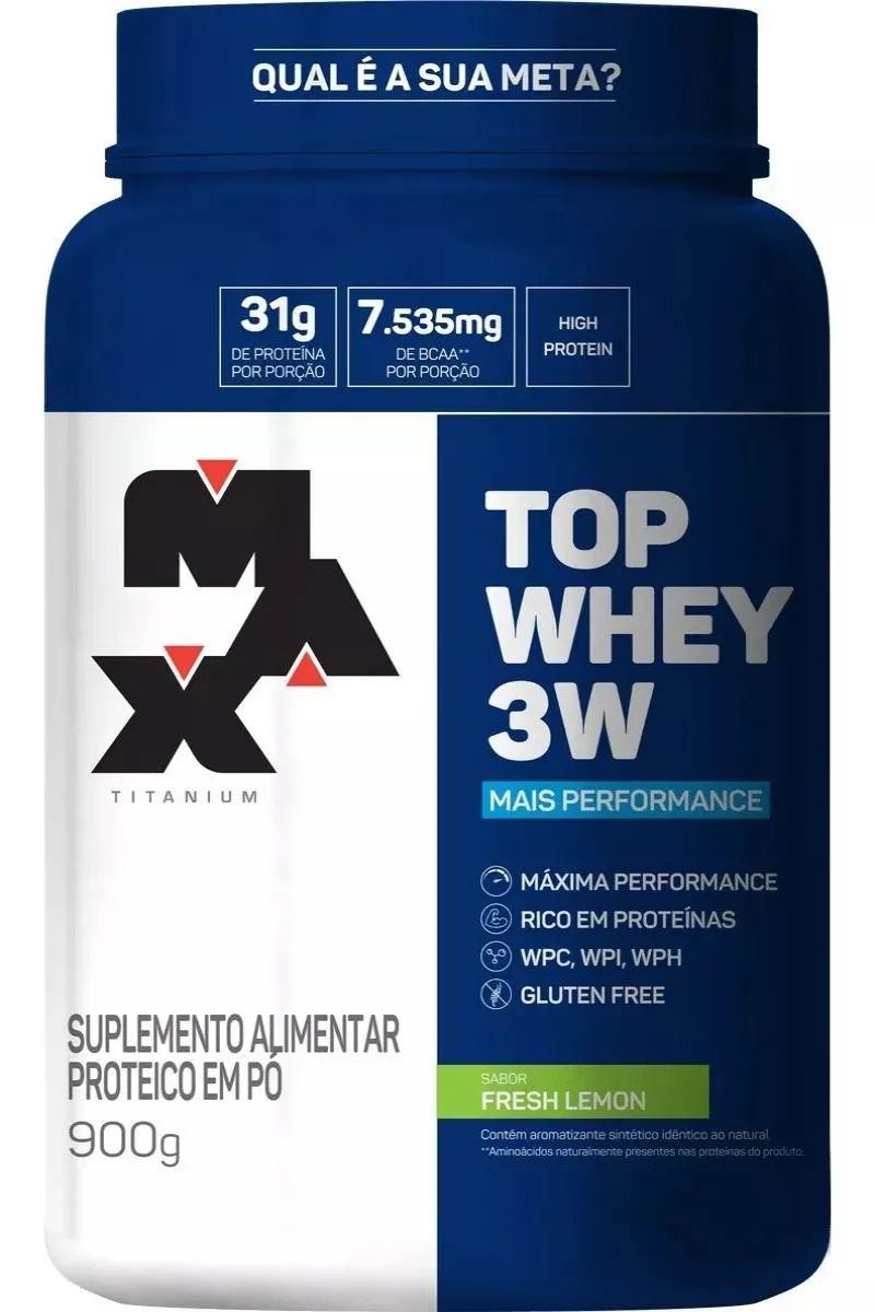 TOP WHEY 3W POTE SABOR FRESH LEMON 900G MAX TITANIUM