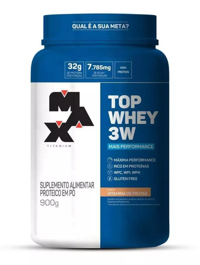 TOP WHEY 3W POTE SABOR VITAMINA DE FRUTAS 900G MAX TITANIUM