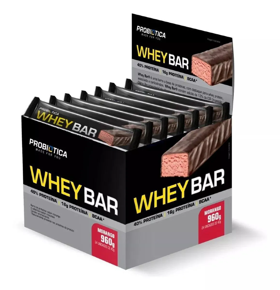 WHEY BAR MORANGO 24 UN PROBIOTICA