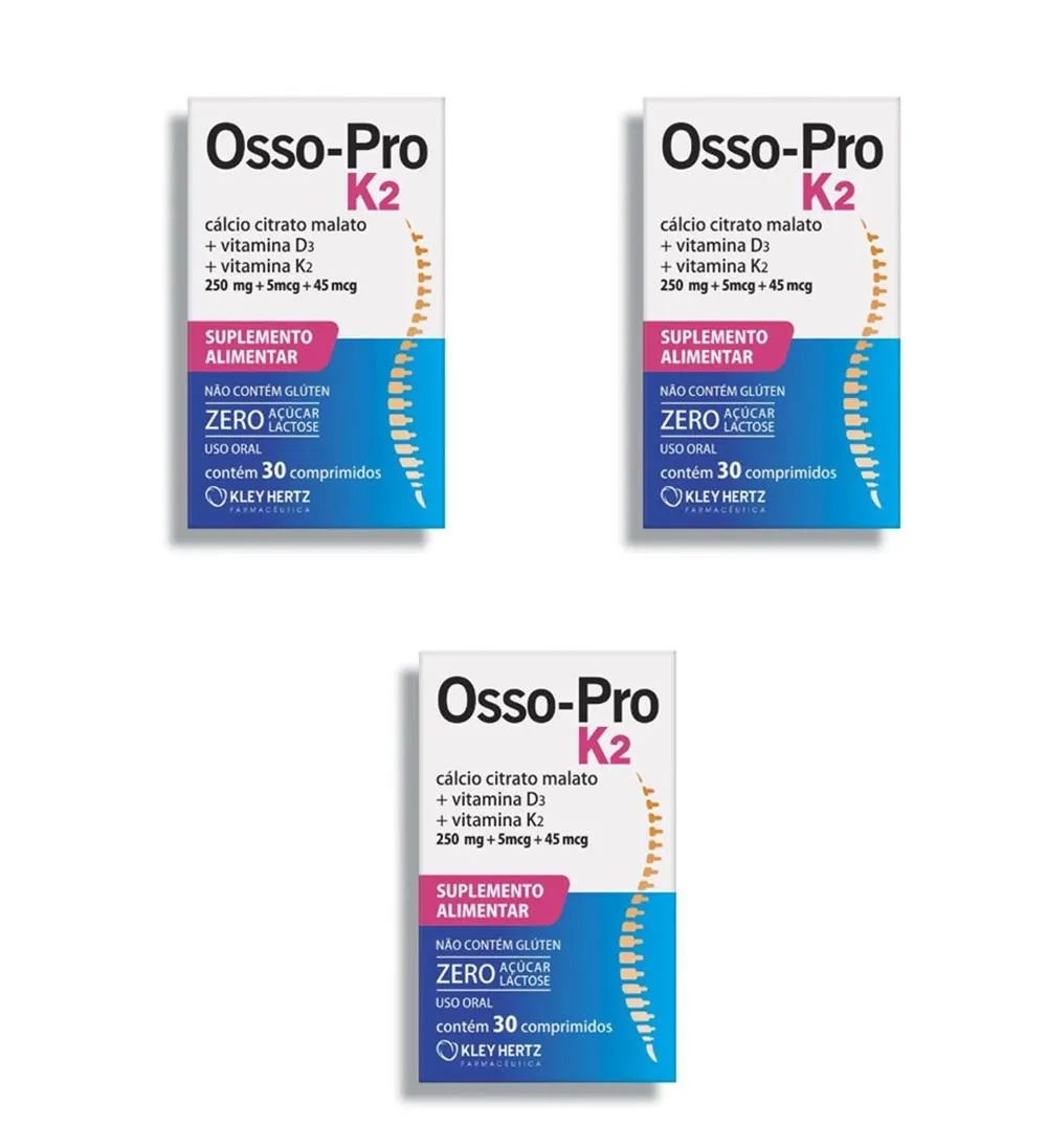 KIT 3 SUPLEMENTO OSSO PRO KM 30 COMPRIMIDOS - KLEY HERTZ