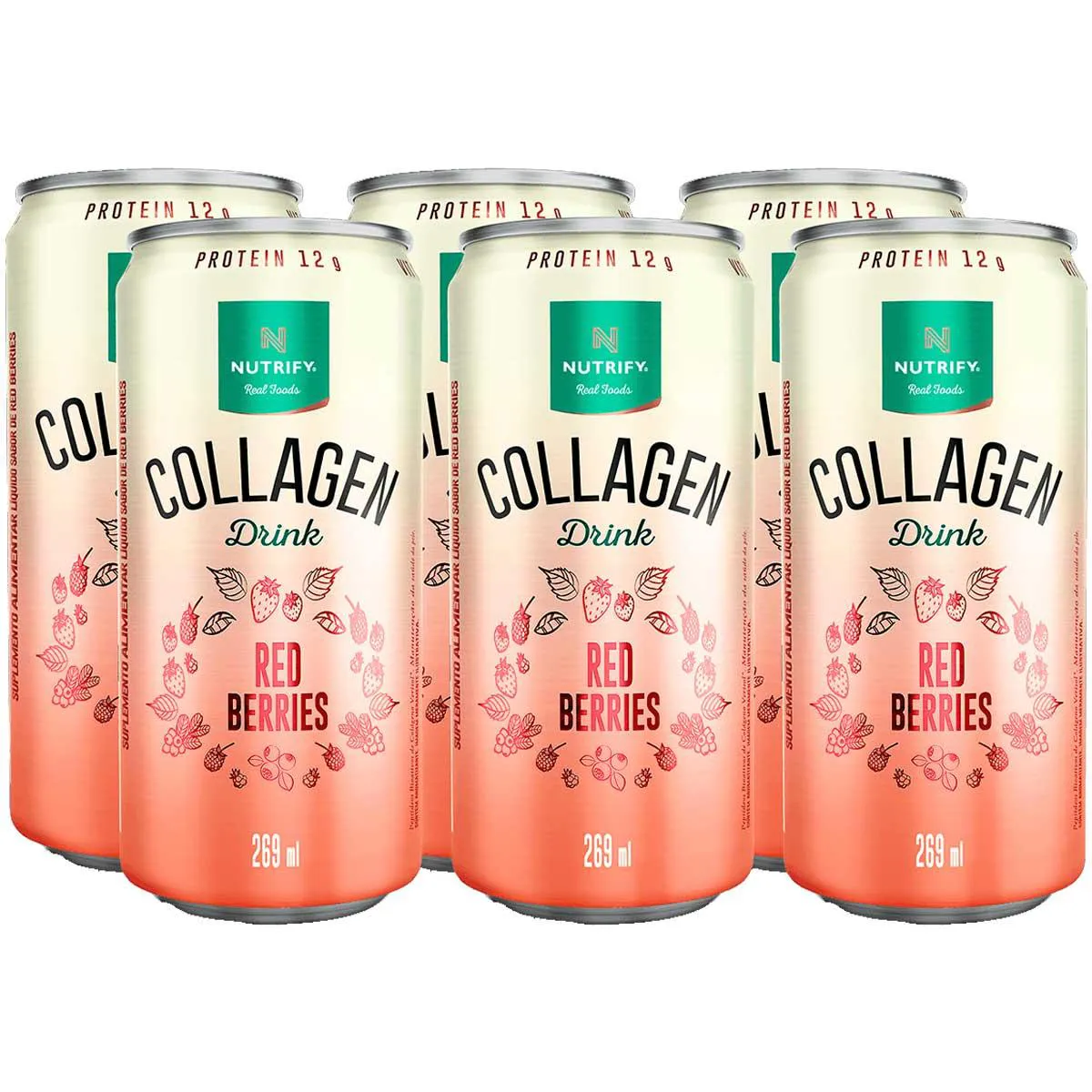 COLLAGEN DRINK COLáGENO NUTRIFY 269ML PACK 6 RED BERRIES