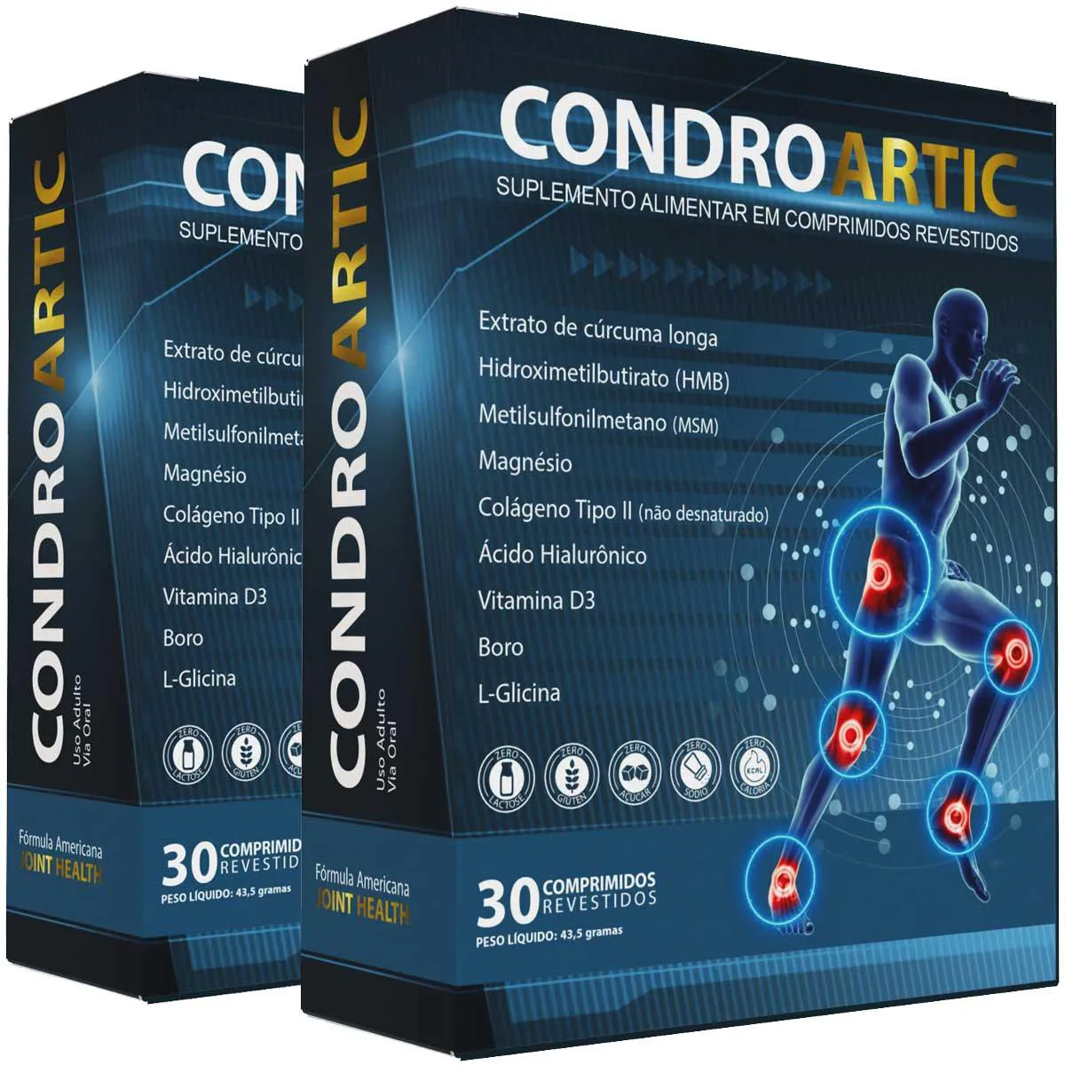 KIT 2 CONDRO ARTIC GLUCOSAMINA MSM COLáGENO TIPO 2 MAGNéSIO
