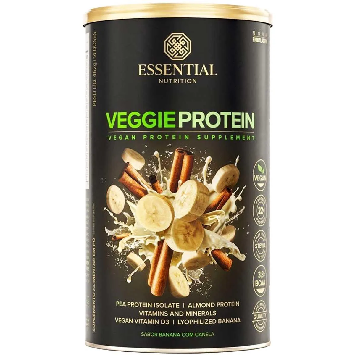 VEGGIE PROTEIN ESSENTIAL 462G BANANA COM CANELA WHEY VEGANO
