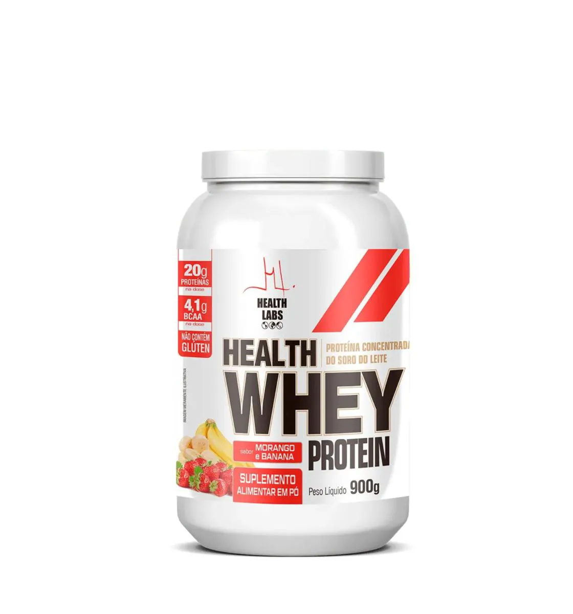HEALTH WHEY PROTEIN 900G - SABOR MORANGO E BANANA - ORIGINAL
