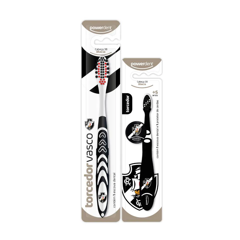 KIT 2 ESCOVA DE DENTES 1 ADULTO E 1 INFANTIL VASCO