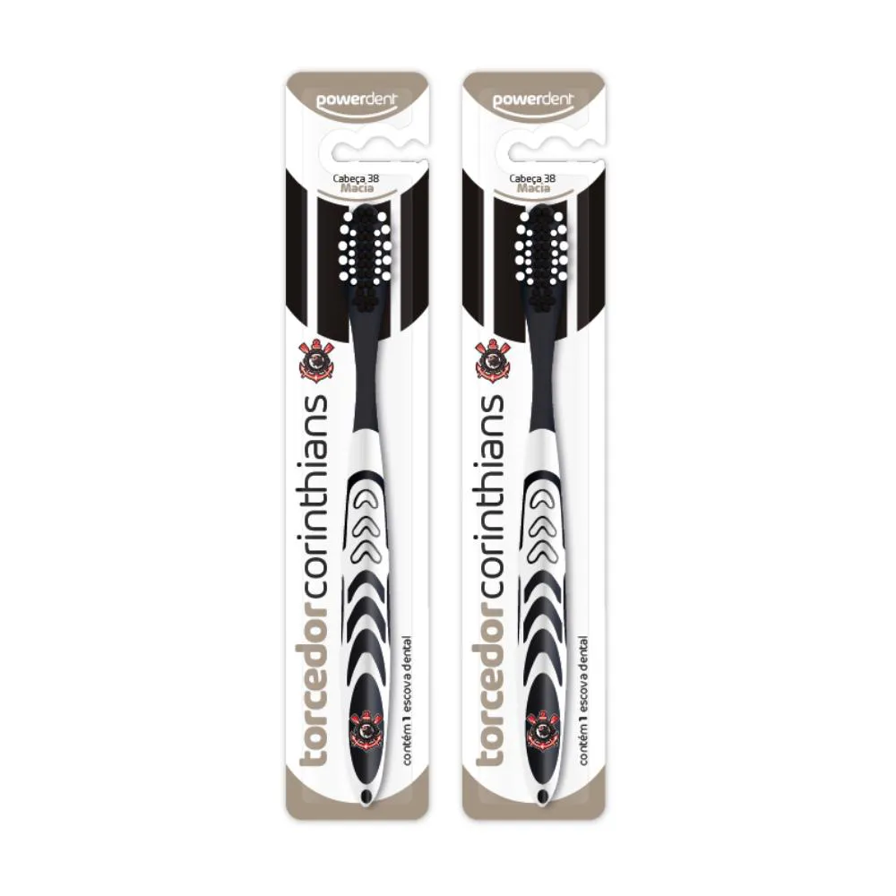 KIT 2 ESCOVAS DE DENTES ADULTO CORINTHIANS