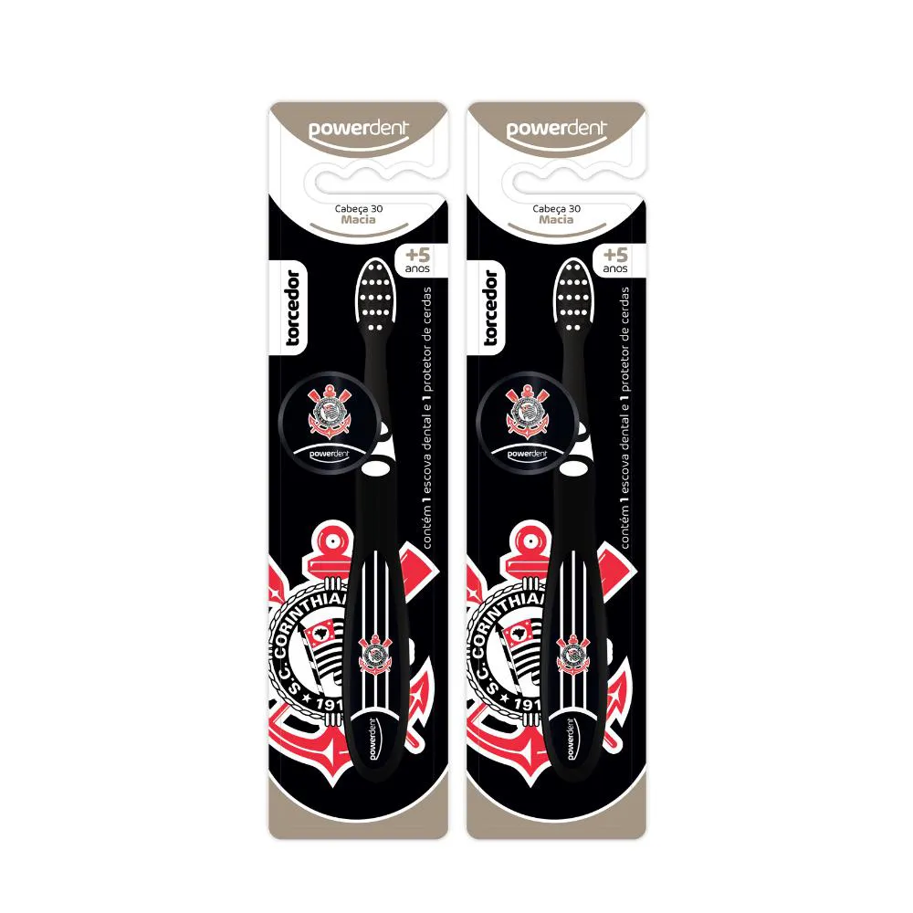 KIT 2 ESCOVAS DE DENTES INFANTIL CORINTHIANS