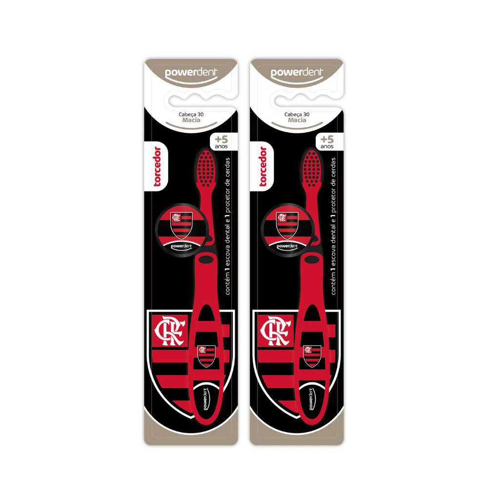 KIT 2 ESCOVAS DE DENTES INFANTIL FLAMENGO
