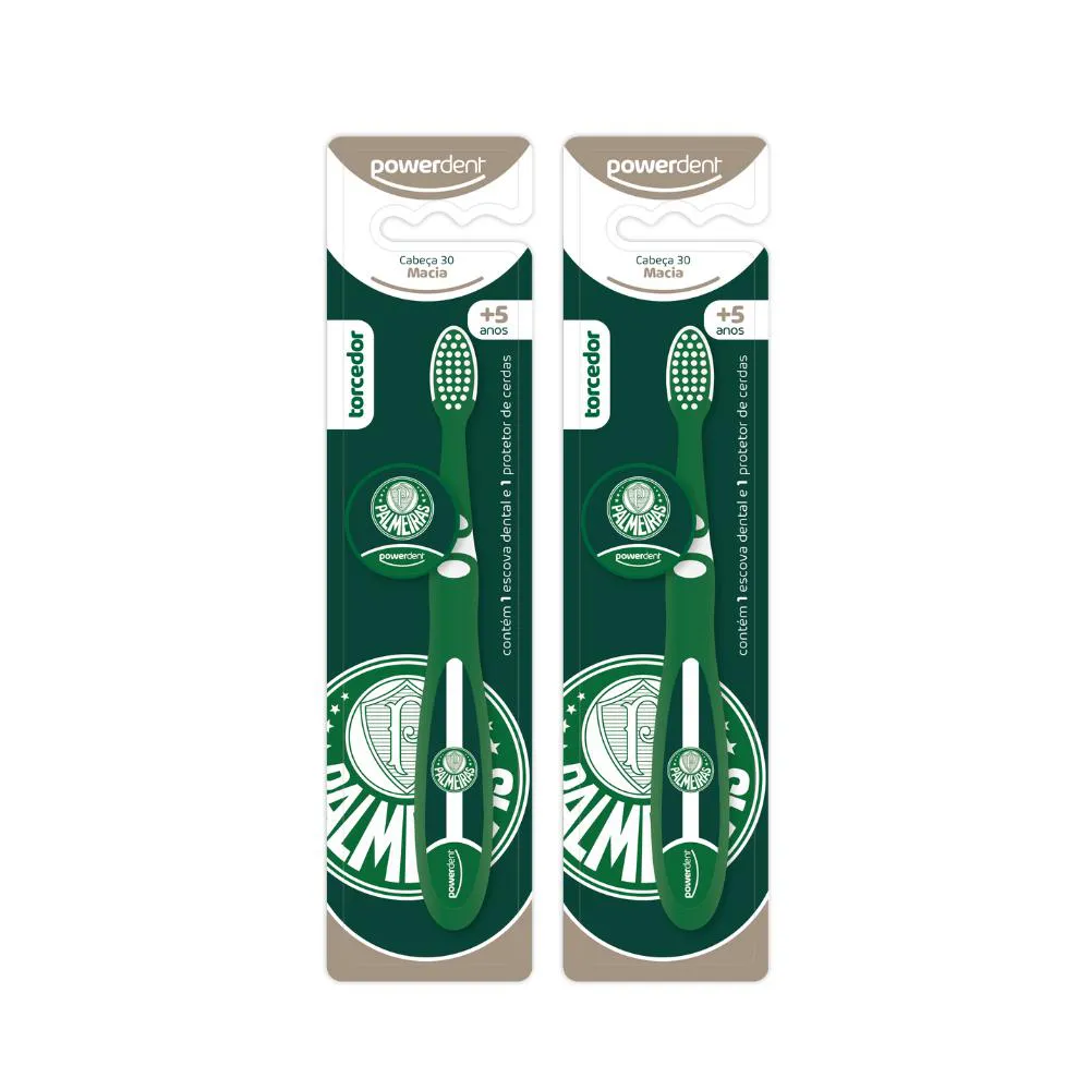 KIT 2 ESCOVAS DE DENTES INFANTIL PALMEIRAS