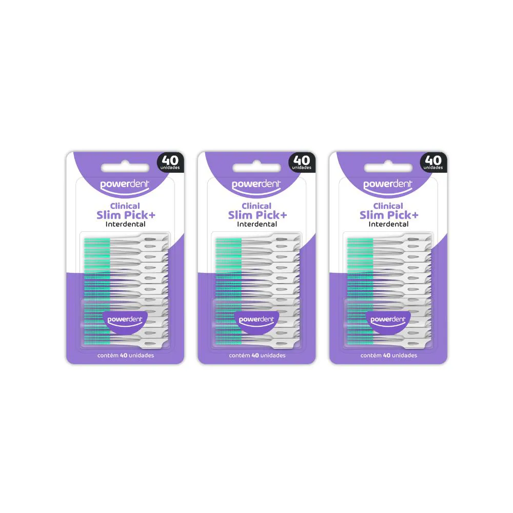 KIT 3 ESCOVA INTERDENTAL SLIM PICK ESTOJO 40UN