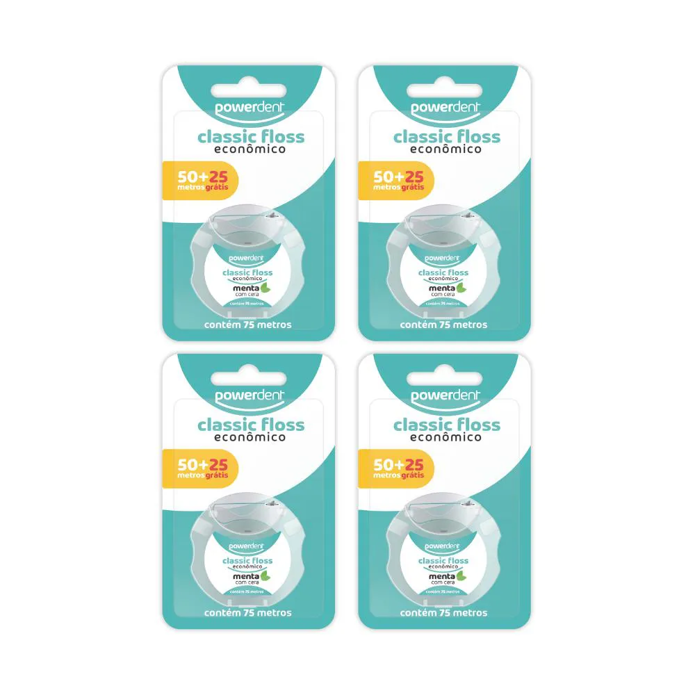 KIT 4 FIOS DENTAIS CLASSICFLOSS ECONOMICO P50 L75M