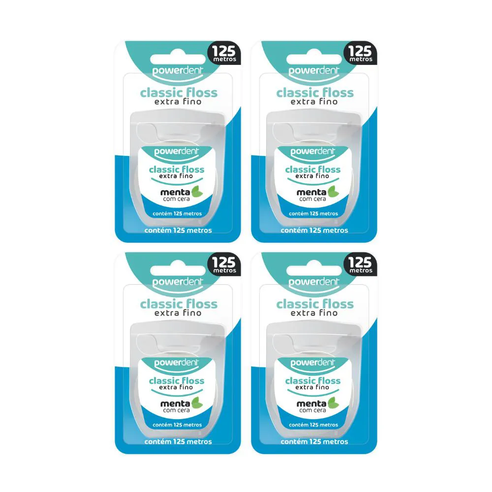KIT 4 FIOS DENTAIS CLASSICFLOSS EXTRA FINO 125M