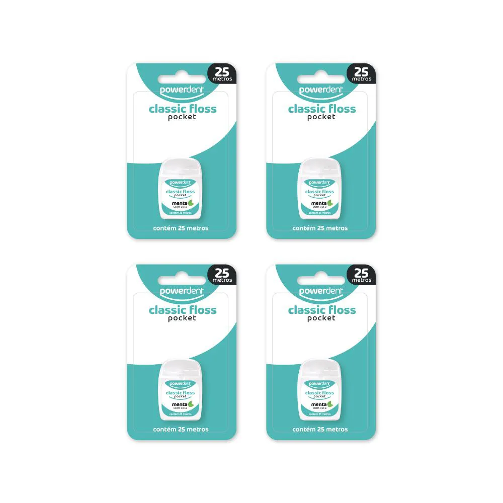 KIT 4 FIOS DENTAIS CLASSICFLOSS POCKET 25M