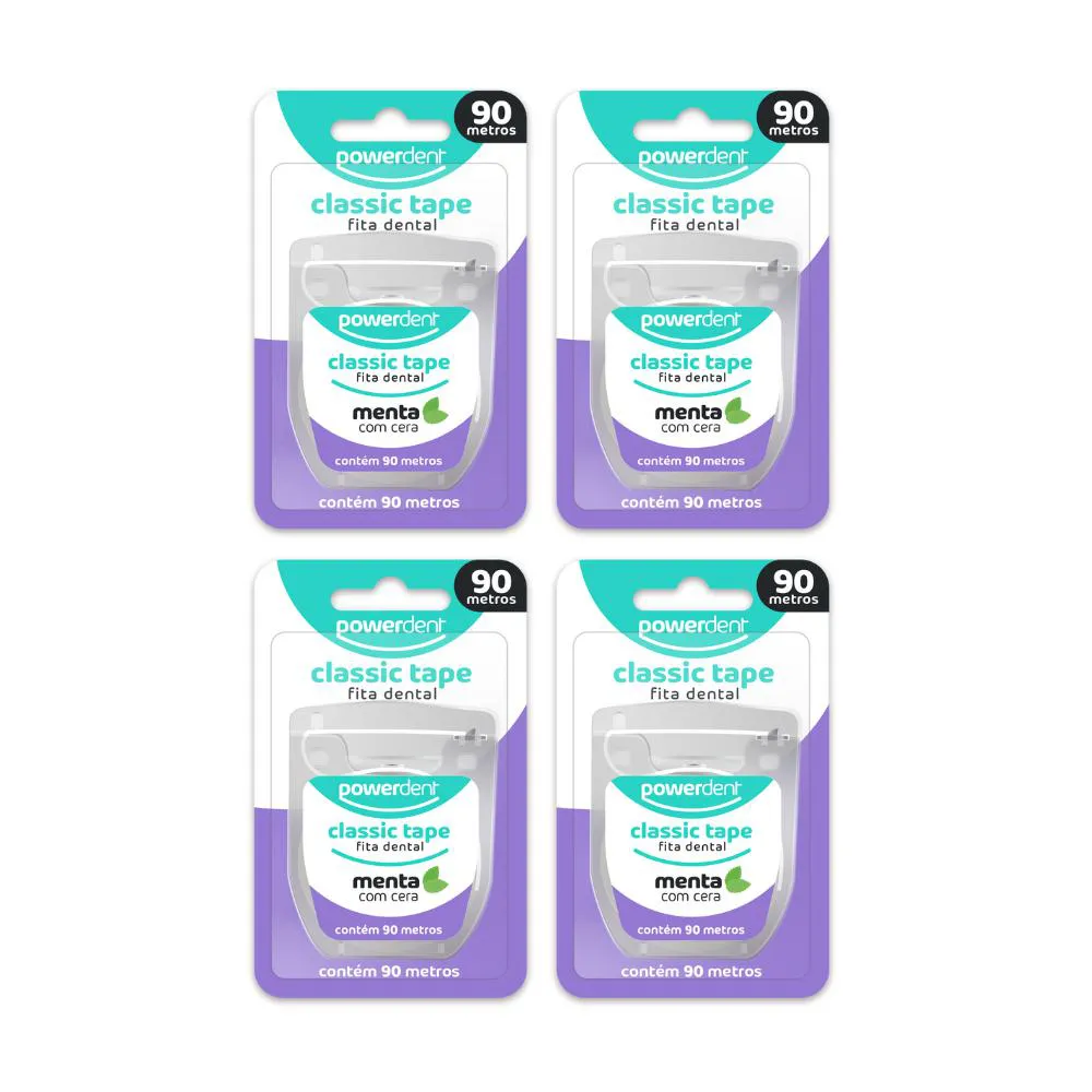 KIT 4 FITAS DENTAIS CLASSICTAPE 90M POWERDENT