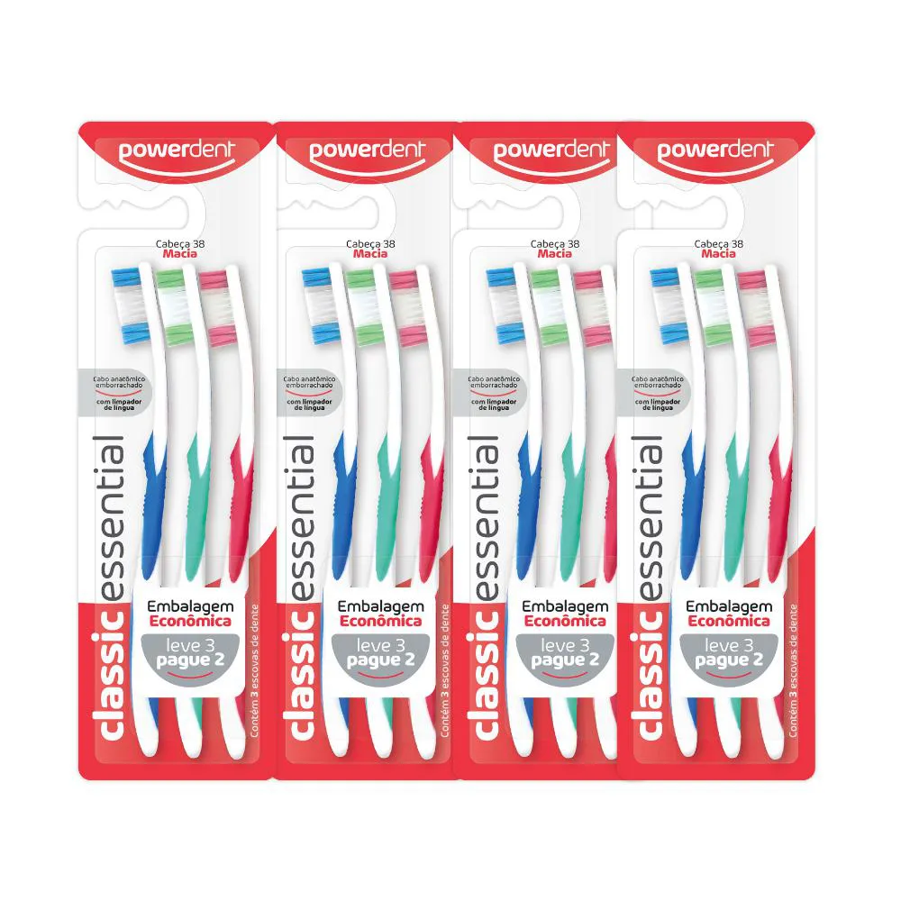 KIT ECONÔMICO 12 ESCOVAS DE DENTES CLASSIC MACIA L3 P2