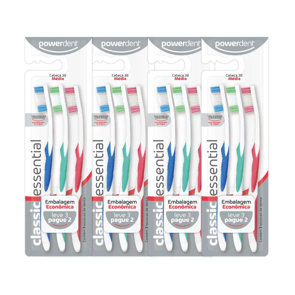 KIT FAMÍLIA -ESCOVA DE DENTES 12 UNIDADES CLASSIC MEDIA L3P2