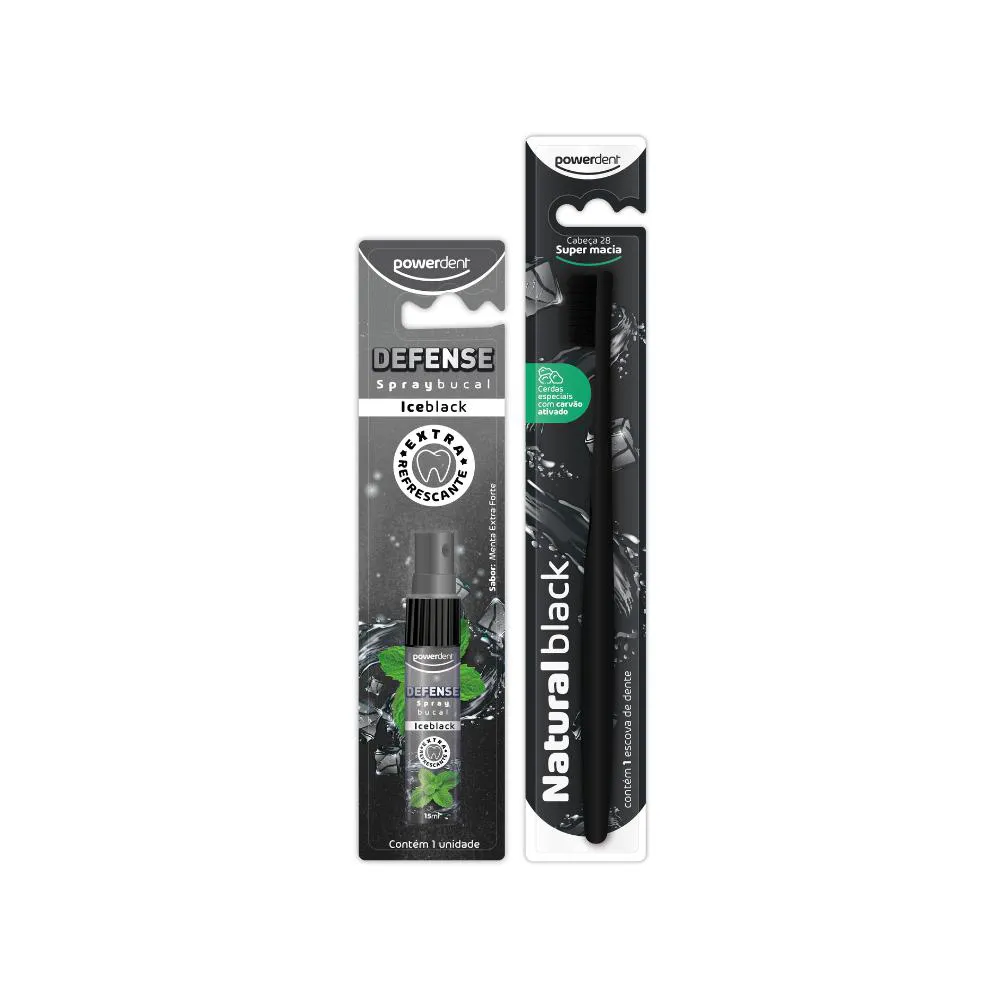 KIT SPRAY BUCAL ICE BLACK + ESCOVA SENSITIVE NATURAL BLACK