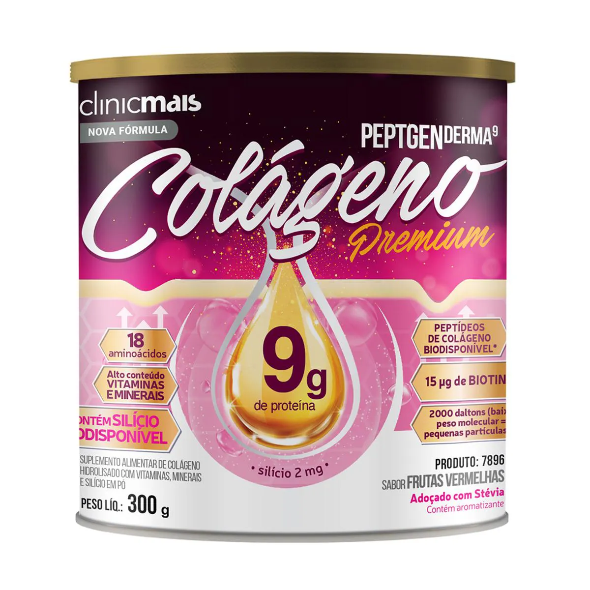 COLáGENO PEPTGENDERMA CLINICMAIS 300G FRUTAS VERMELHAS