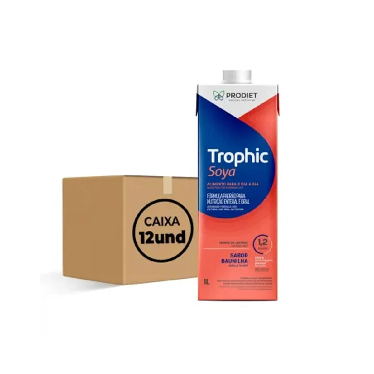 KIT 12 UNID TROPHIC SOYA BAUNILHA -  TETRAPAK 1L