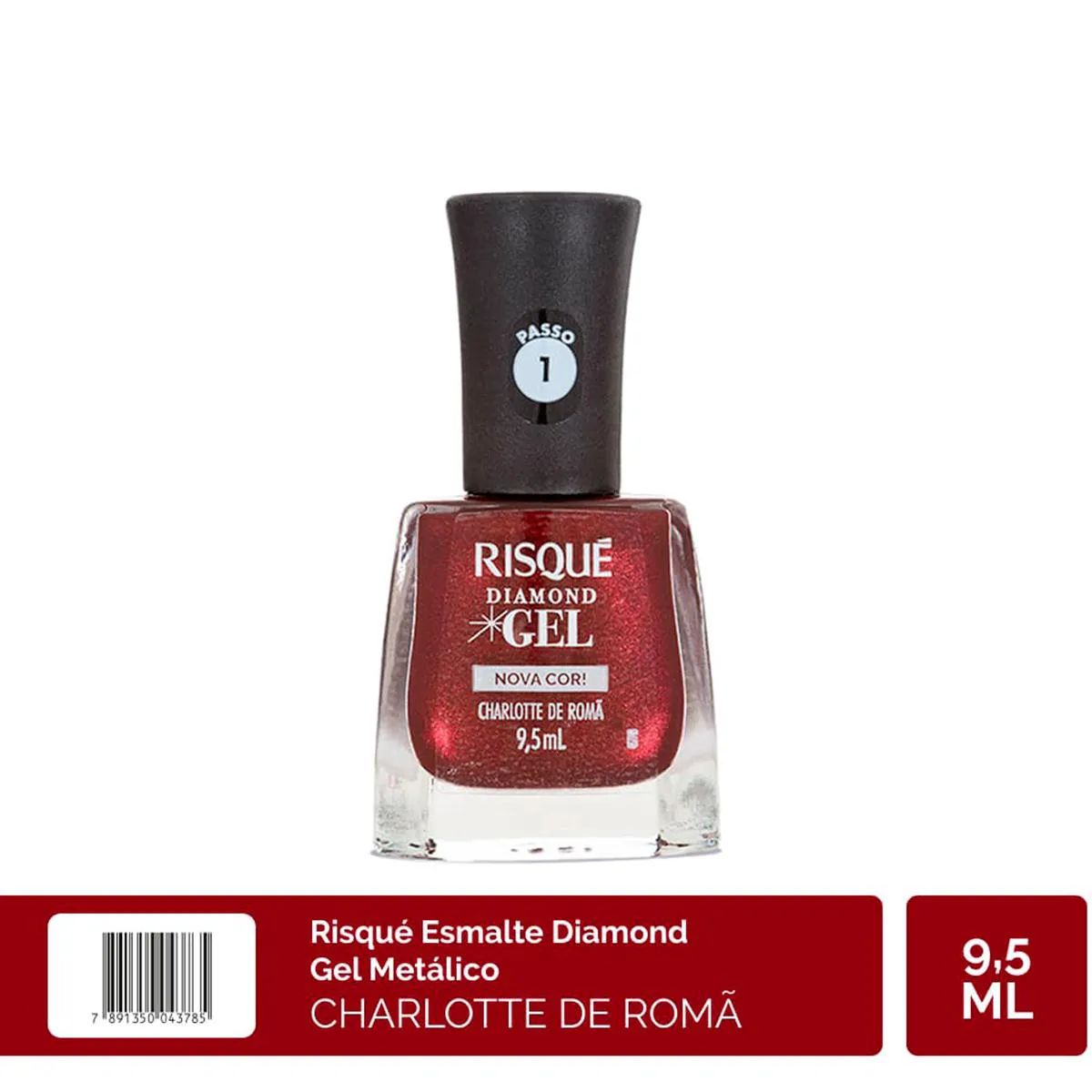 Esmalte Metálico Risqué Diamond Gel Nova Cor! 9,5ml - Charlotte de Romã