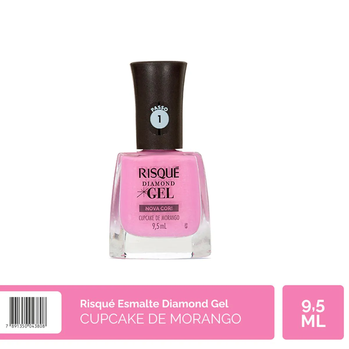 Esmalte Cremoso Risqué Diamond Gel Nova Cor! 9,5ml - Cupcake de Morango