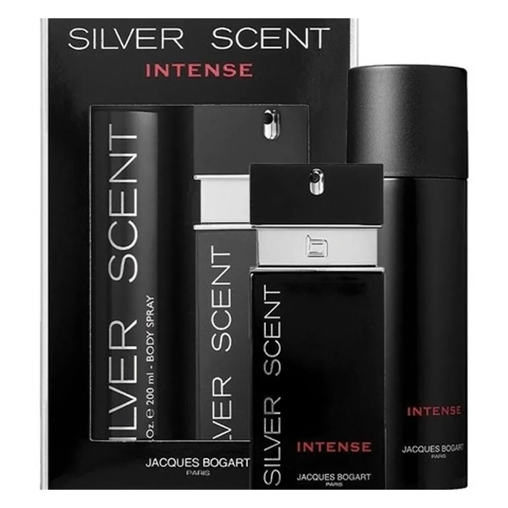 KIT PERFUME SILVER SCENT INTENSE JAQUES BOGART MASCULINO 100ML + BODY SPRAY 200ML