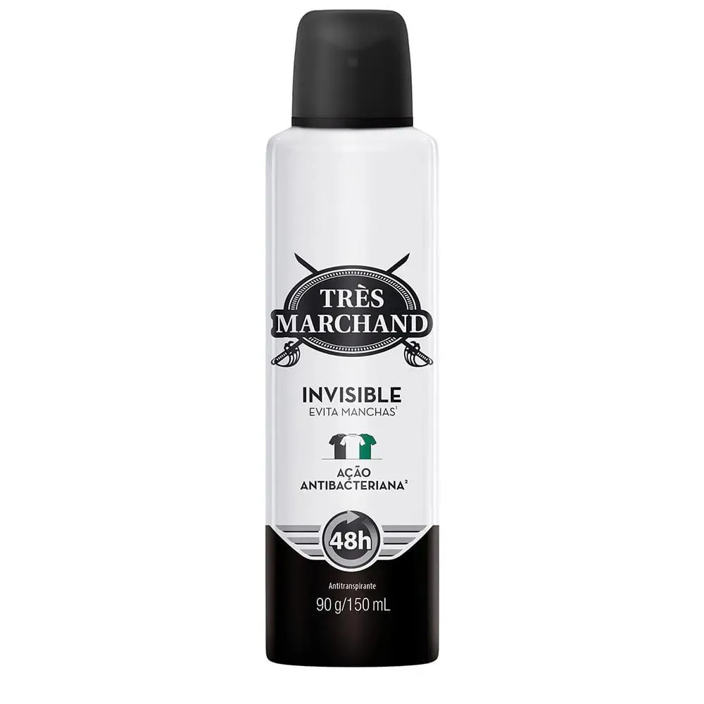 DESODORANTE MASCULINO TRèS MARCHAND INVISIBLE AEROSOL 150ML